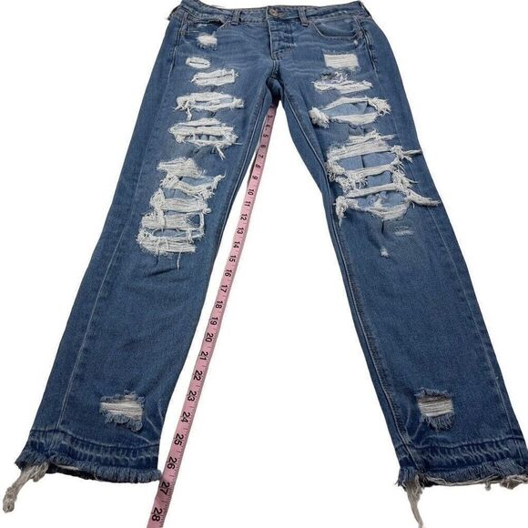 American Eagle Tomgirl Jeans High Waist Skinny Womens 4 Slim Leg Distressed - Picture 5 of 8